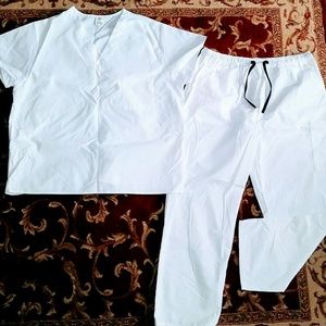 White medical office pants and top.
